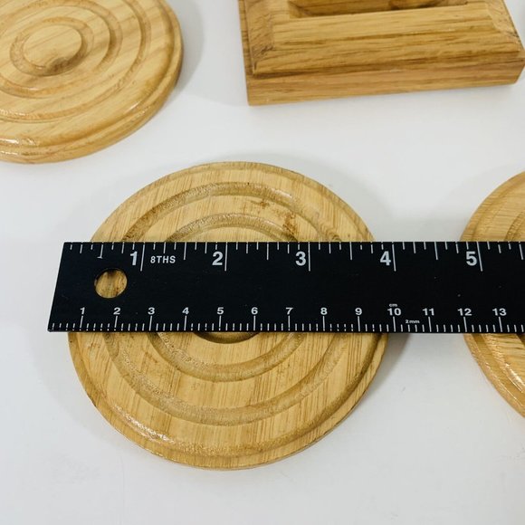 Vintage Kamenstein Wood Swirl Drink Coaster Set 4 Pc Stand Up Caddy Holder - Picture 10 of 10